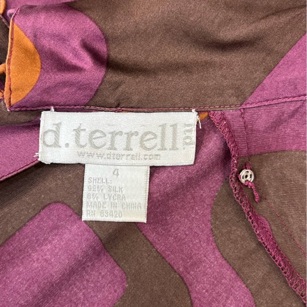 D. Terrell Silk Blend Twinset Cardigan Set Small Retro Mod 70s Geometric Top - Picture 15 of 16
